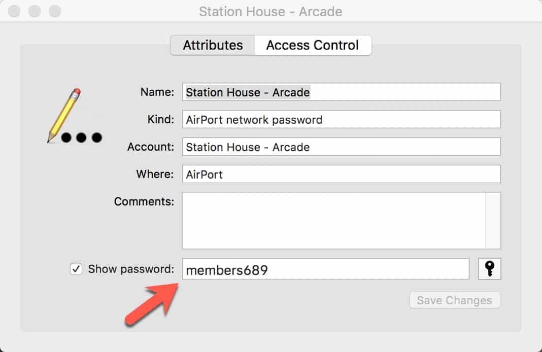 Locate saved wifi password on mac
