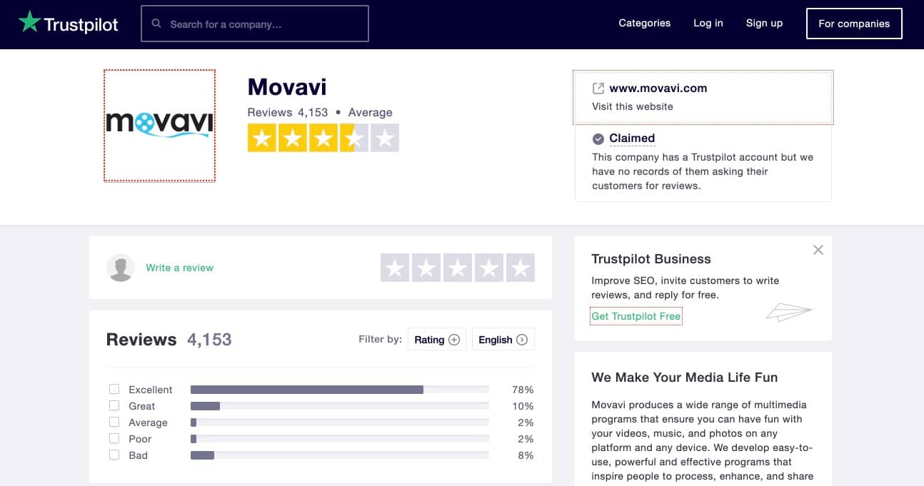 Movavi Company Trustpilot Reputation