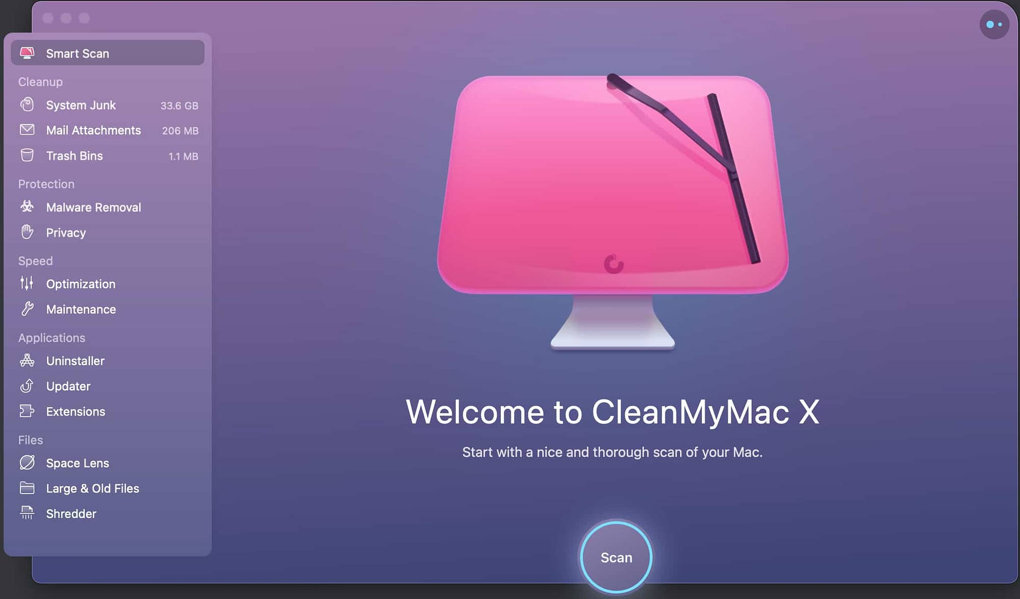 CleanMyMac X User Interface