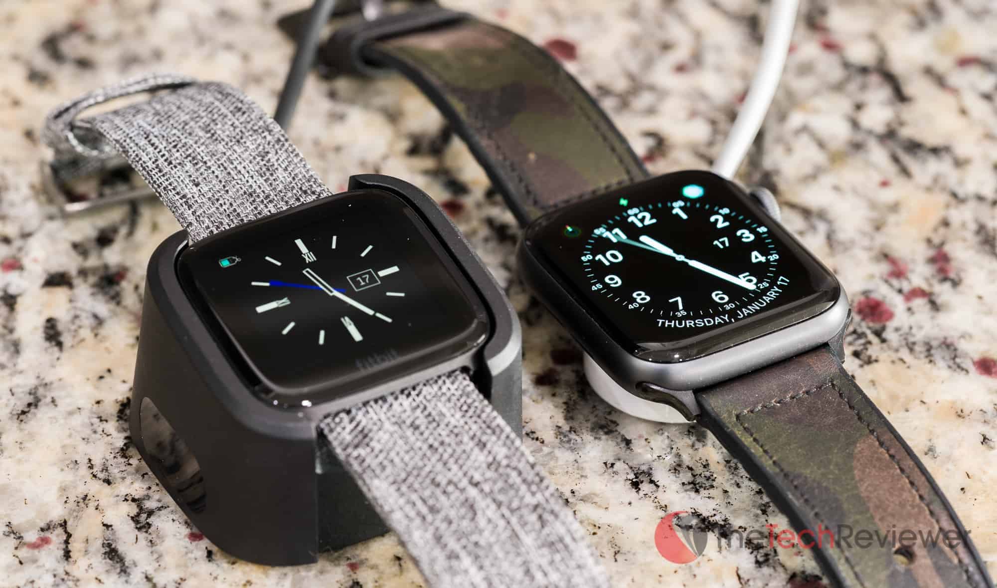 Fitbit Versa versus Apple Watch Charging